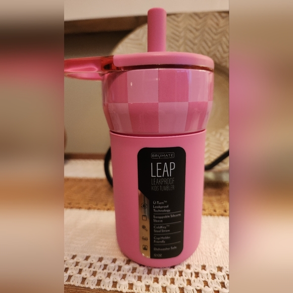 Brumate PINK CHECKER 12oz Leap Kids Cup Limited Edition - Picture 2 of 7